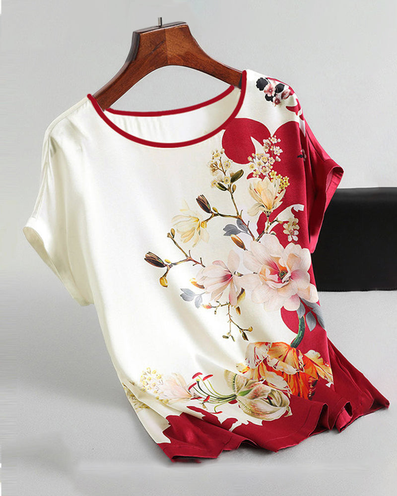 Ice Silk Printed Short Sleeve T-Shirt