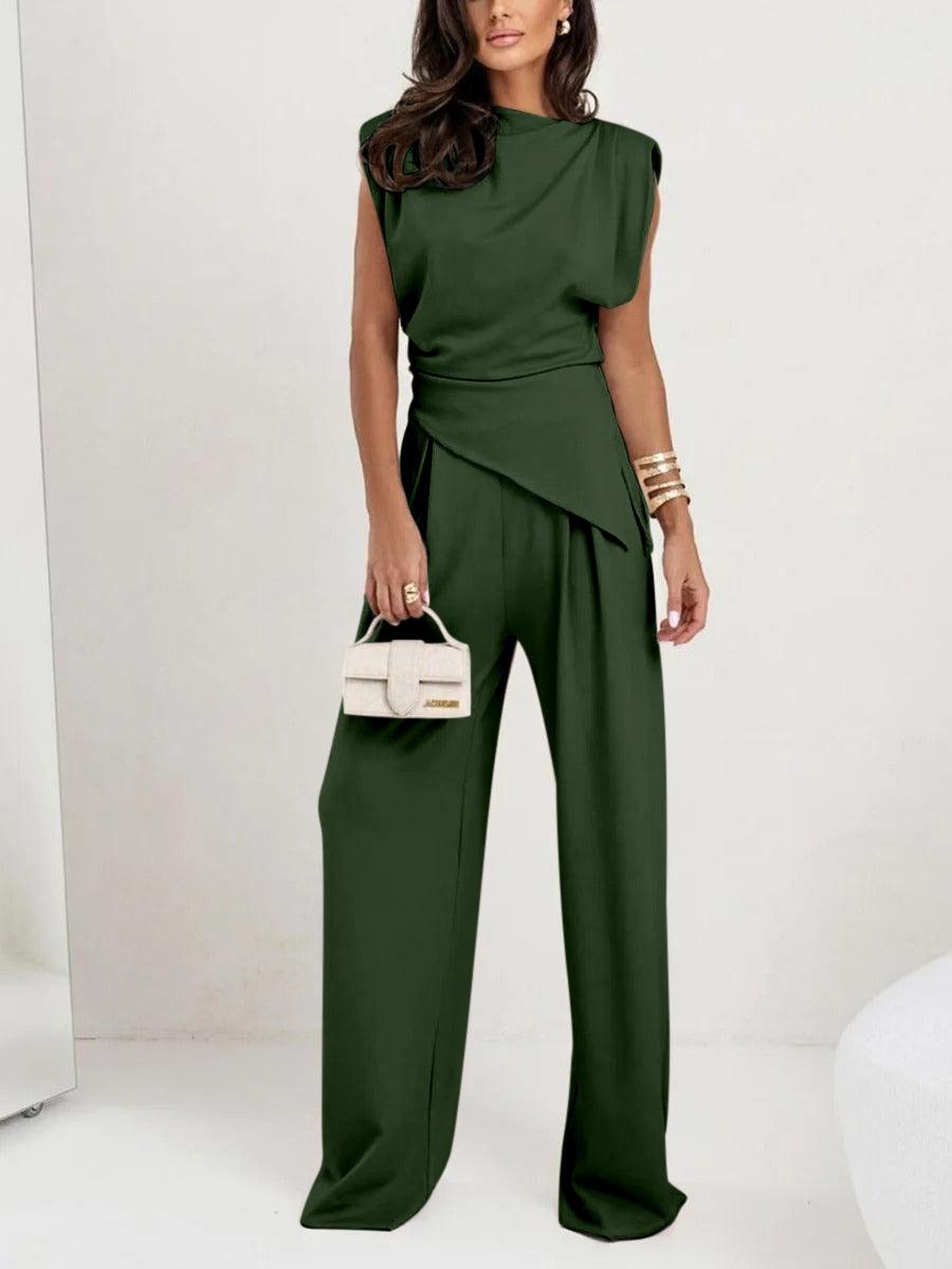 Irregular Sleeveless Casual Two-Piece Outfit