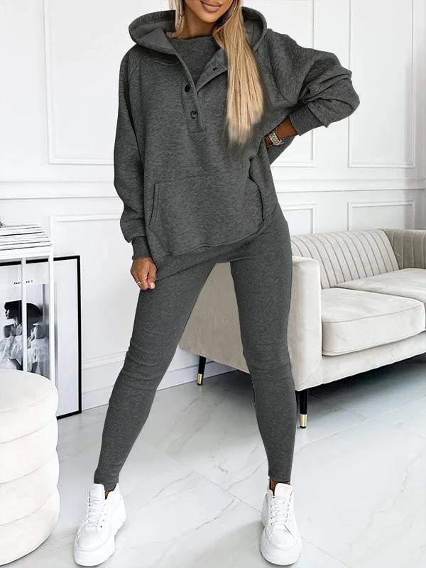 Relaxed Fit Three-Piece Sweatshirt Ensemble