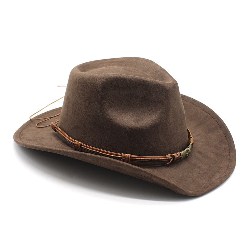 Western Cowboy Hat with Suede Curled Brim