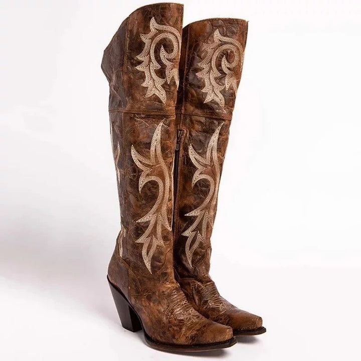 Vintage-Inspired High Heeled Chunky Boots