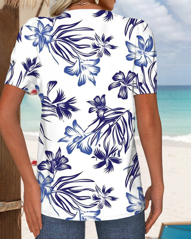 Floral Print Round Neck Tee