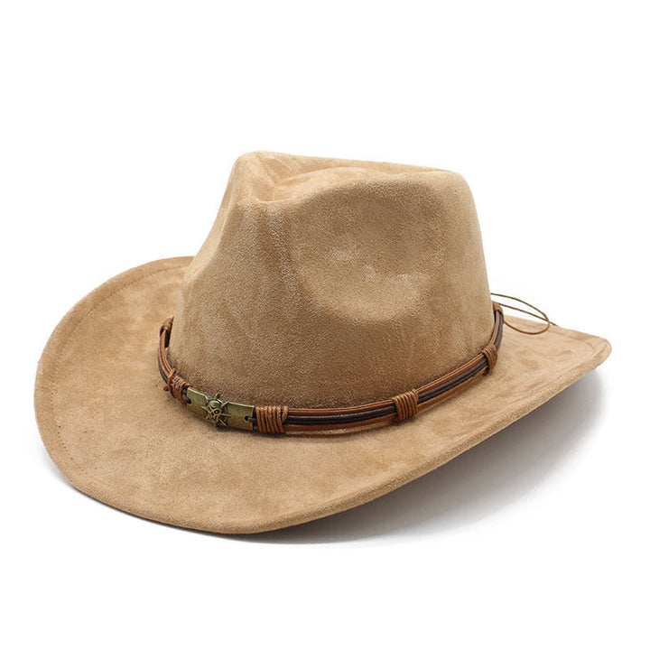 Western Cowboy Hat with Suede Curled Brim