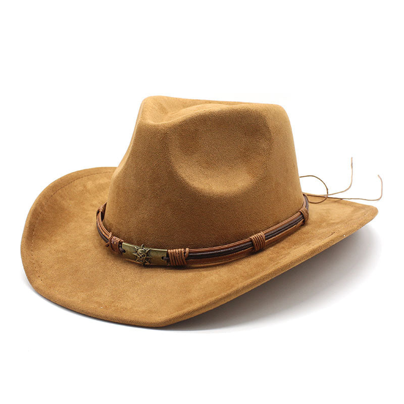 Western Cowboy Hat with Suede Curled Brim