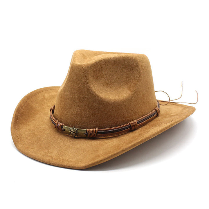 Western Cowboy Hat with Suede Curled Brim