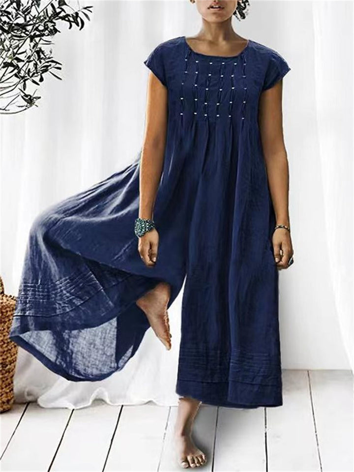 Pintucked Pleated Wide-Leg Jumpsuit