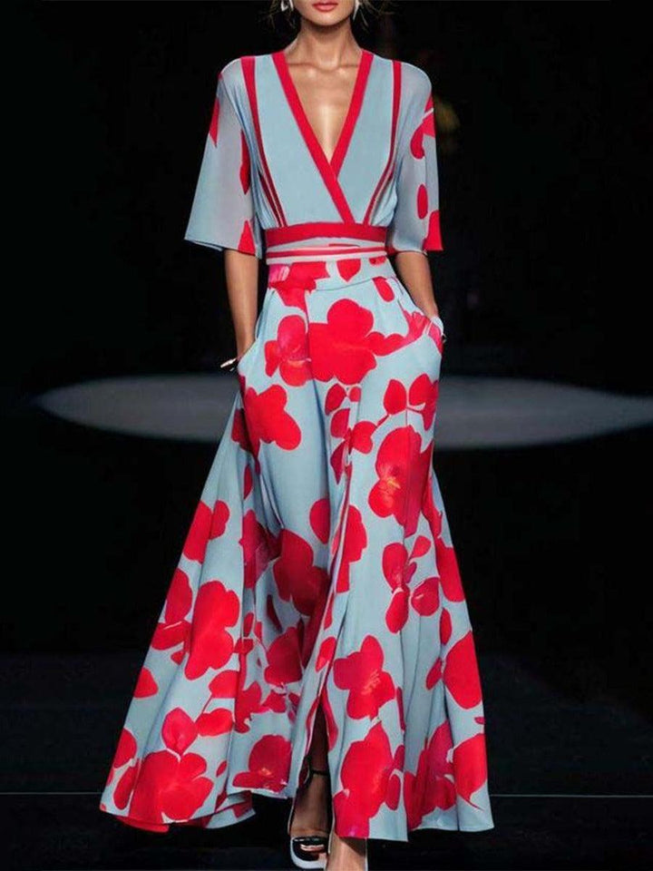 Chic Mid-Length Sleeve Maxi Dress