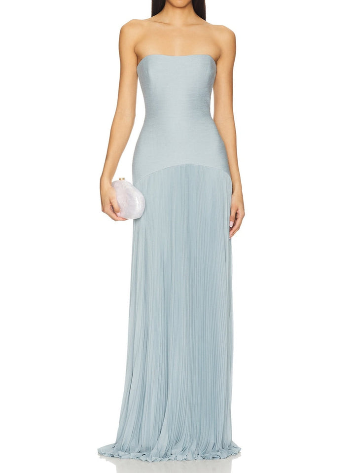 Off-Shoulder Maxi Dress with Solid Splicing