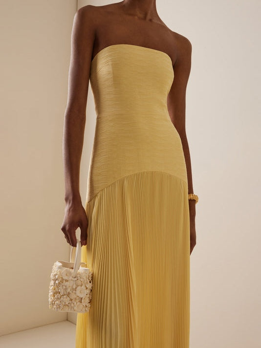 Off-Shoulder Maxi Dress with Solid Splicing