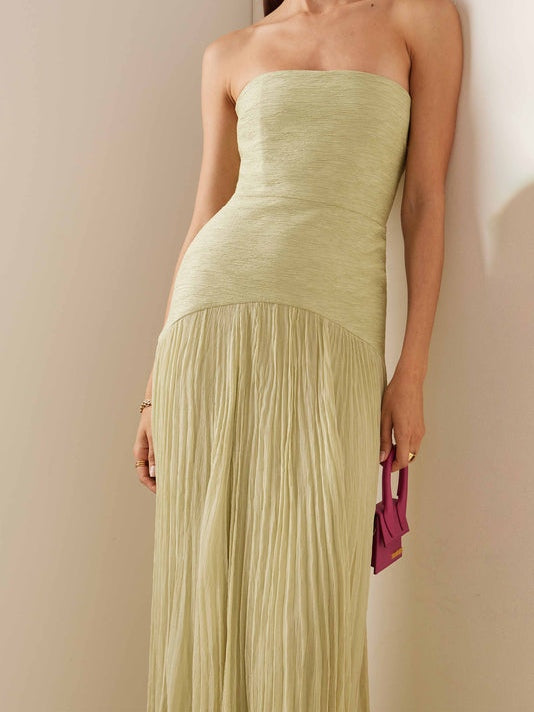 Off-Shoulder Maxi Dress with Solid Splicing
