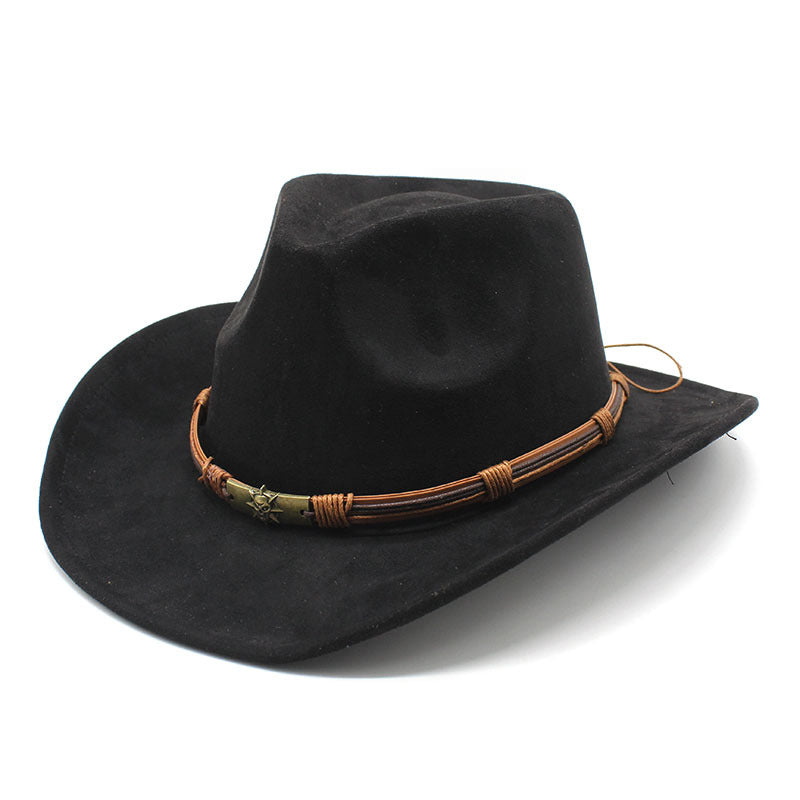 Western Cowboy Hat with Suede Curled Brim