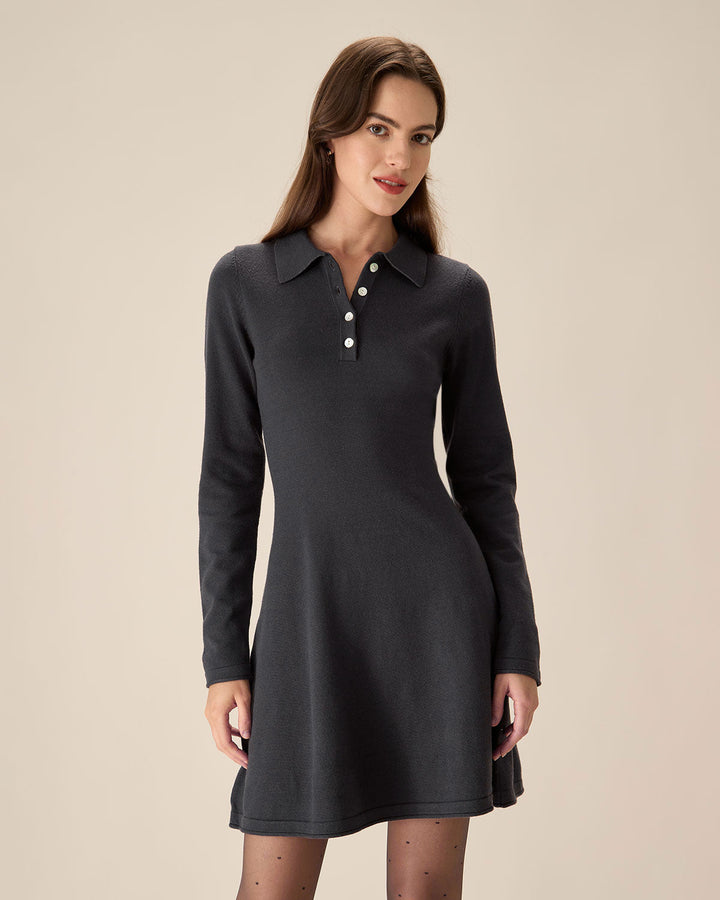 Graues, plissiertes Minikleid mit Pullover-Design
