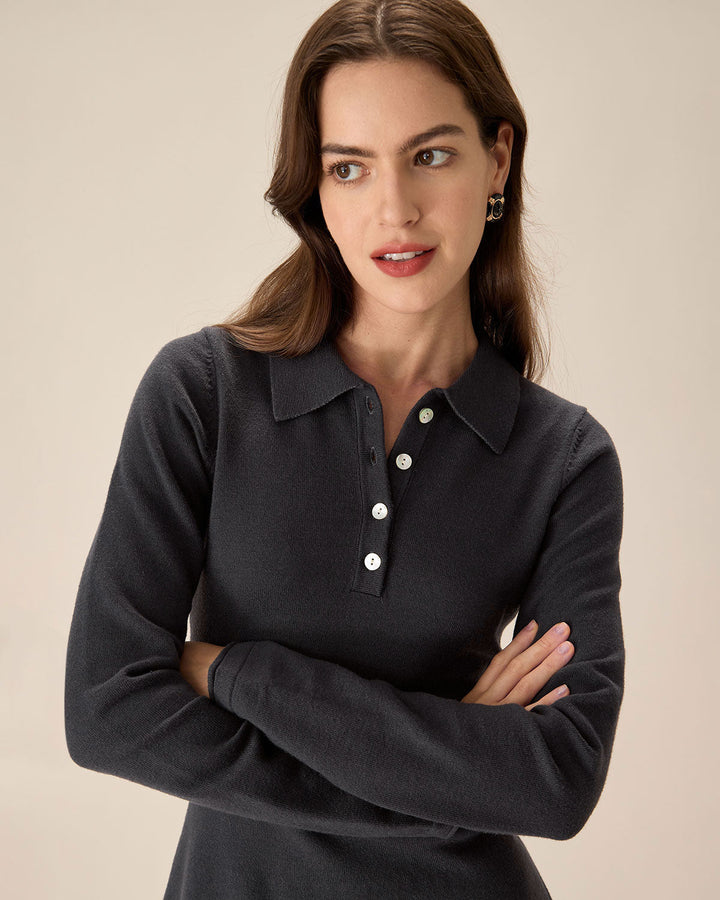 Graues, plissiertes Minikleid mit Pullover-Design