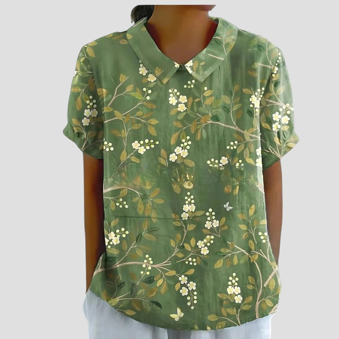 Clara - Soft Breeze Leaf Blouse