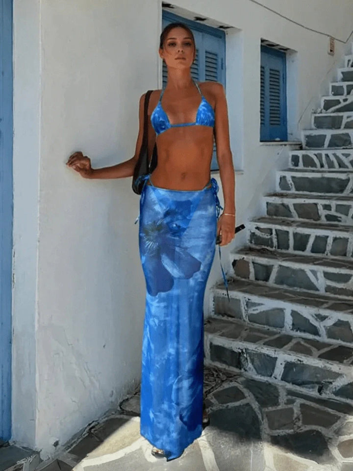 Eleni 3-Piece Bikini and Maxi Skirt Ensemble