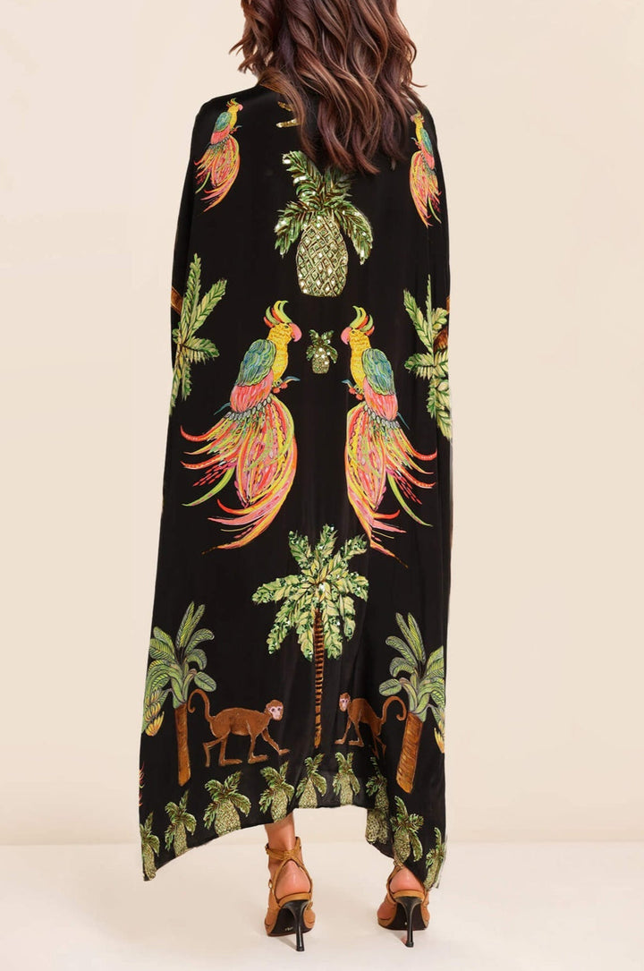 Distinctive Drop Shoulder Coconut Tree Print Dress