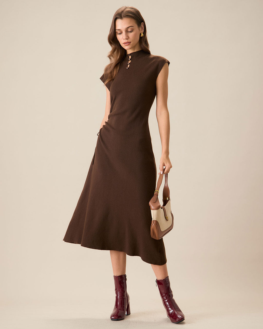 קפה – Figurbetontes Wende-Pulloverkleid für Frauen