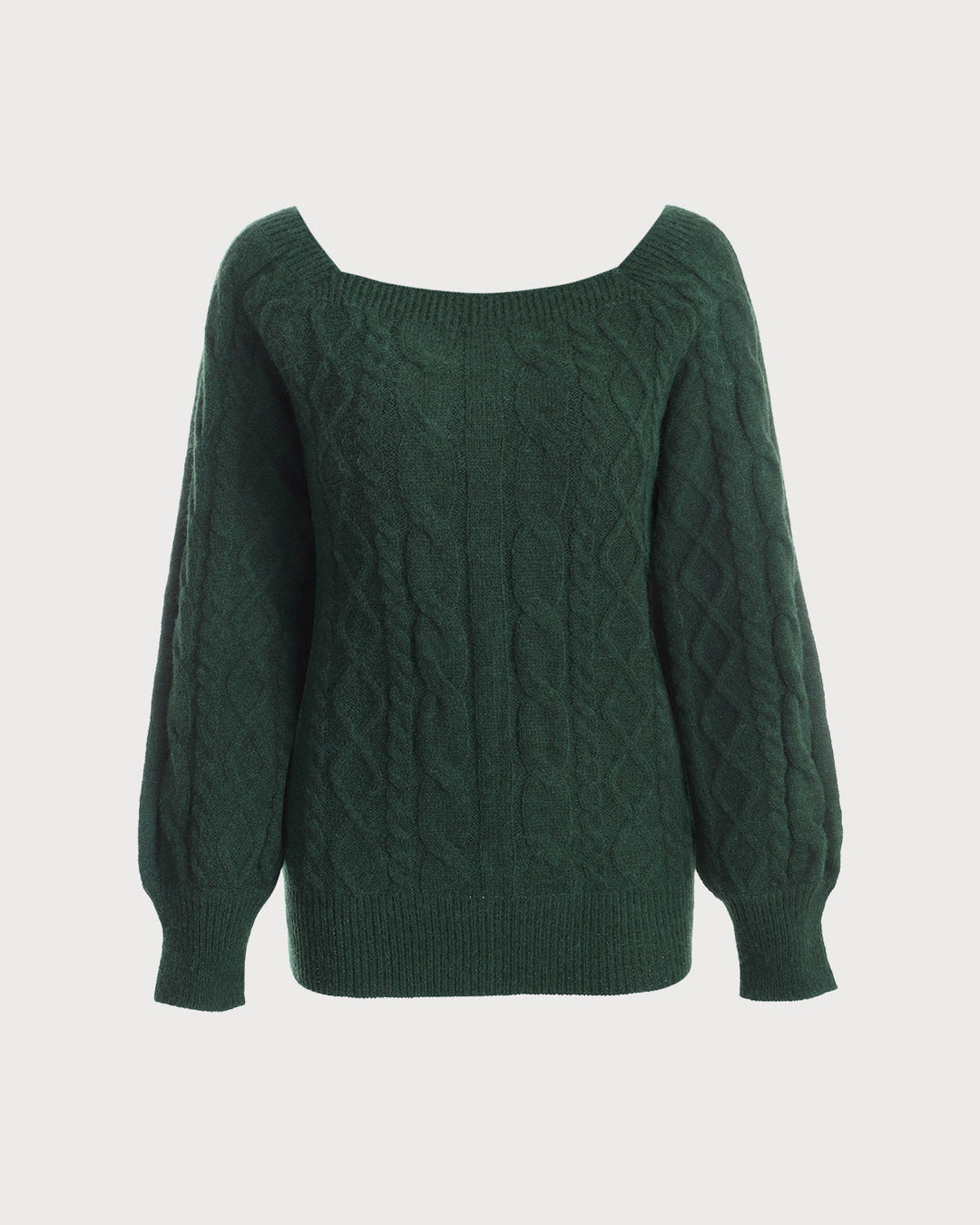 Green Romance – Rundhals-Pullover mit Zopfmuster