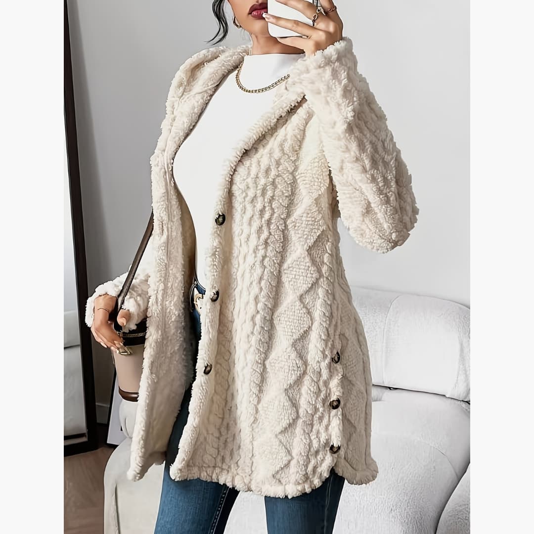 Edith - Women's Cozy Teddy Hoodie Coat