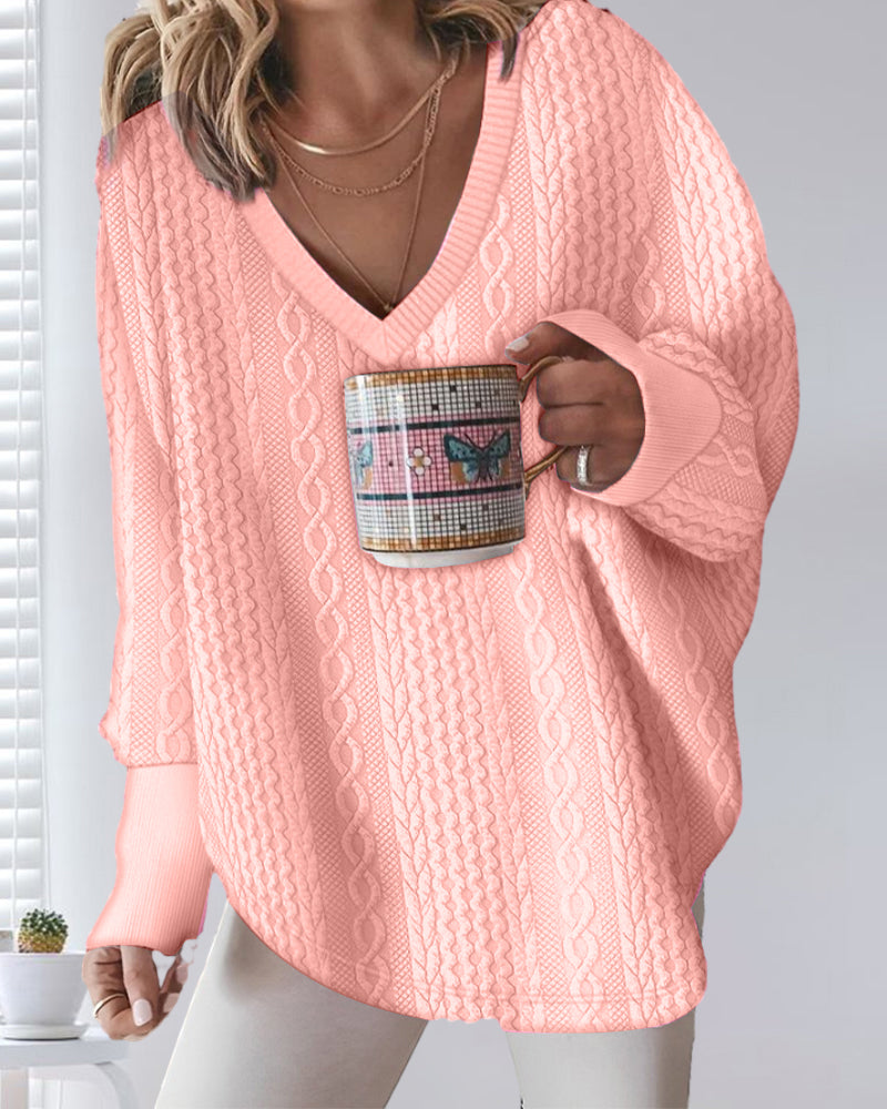 V-Neck Long Sleeve Sweatshirt