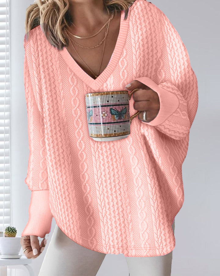 V-Neck Long Sleeve Sweatshirt