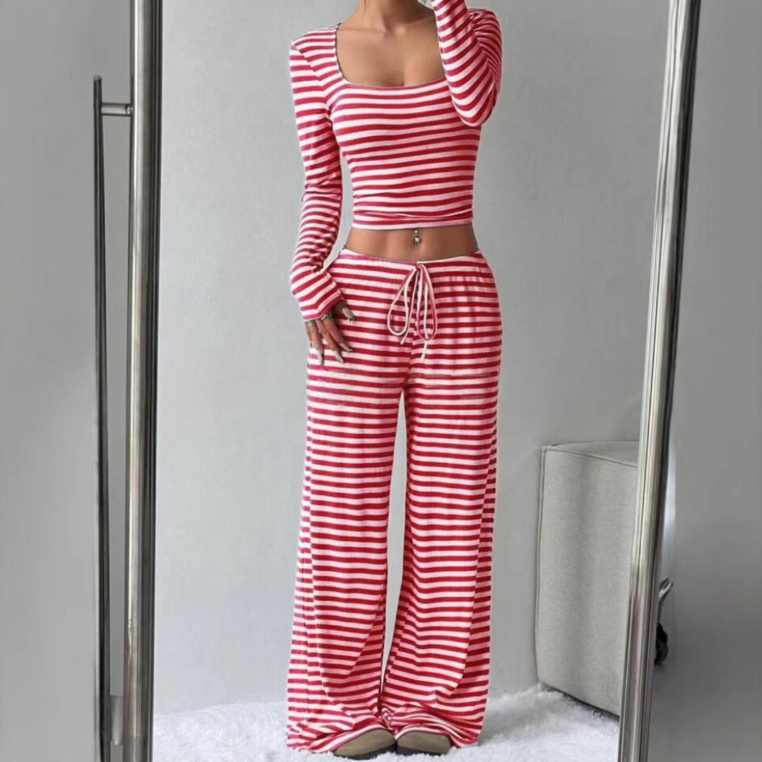 JANA™ - Cozy Crop Top and Pants Lounge Set with Relaxed Fit