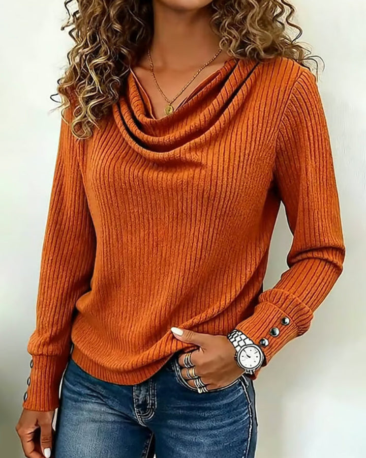 Draped Neck Solid Color Tee