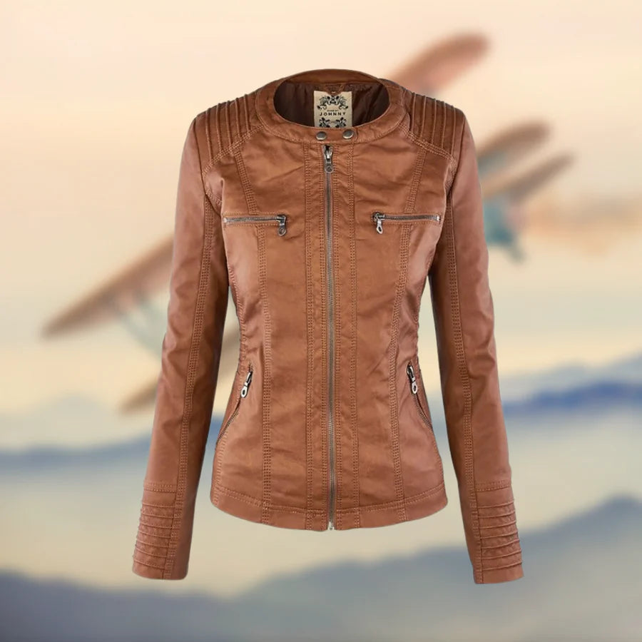 Chic and Multifunctional Hooded Leather Jacket