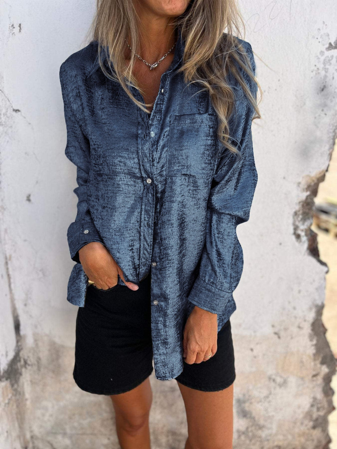 Trendy Suede Casual Lapel Shirt