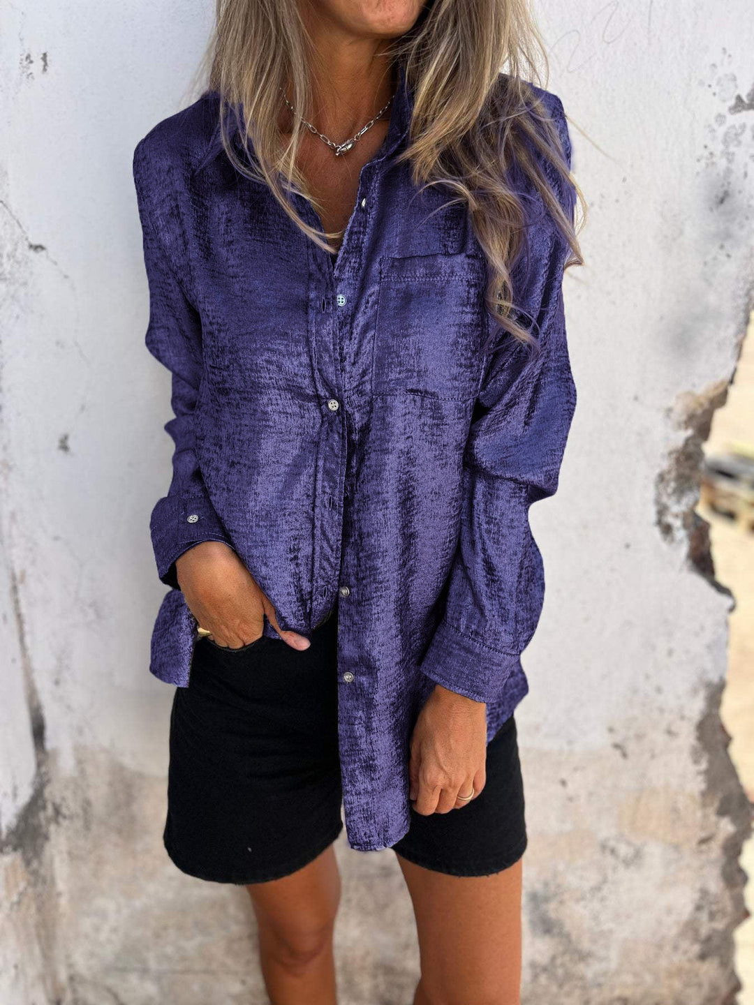 Trendy Suede Casual Lapel Shirt
