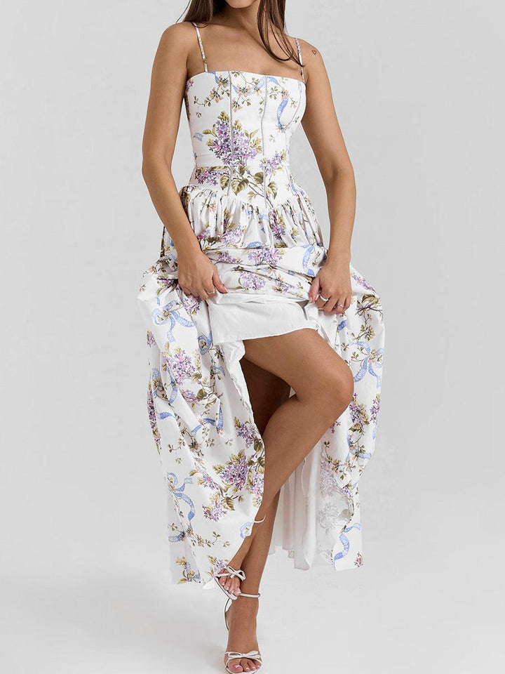 Patterned Fitted Midi Camisole Dress