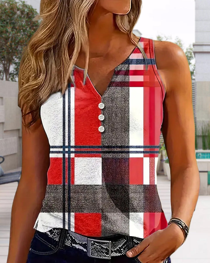 Checkered Print Sleeveless Top