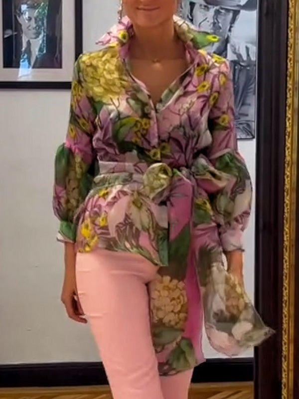 חולצה מודפסת עם שרוולים ארוכים, שיקית ואופנתית