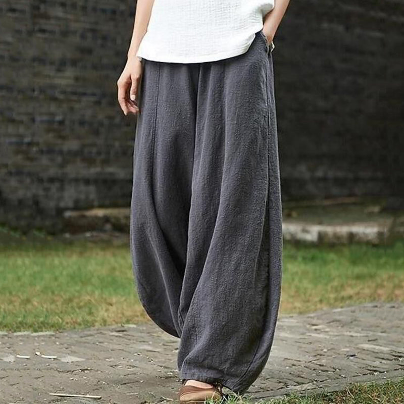 Classic Plain Pocket Casual Lantern Trousers