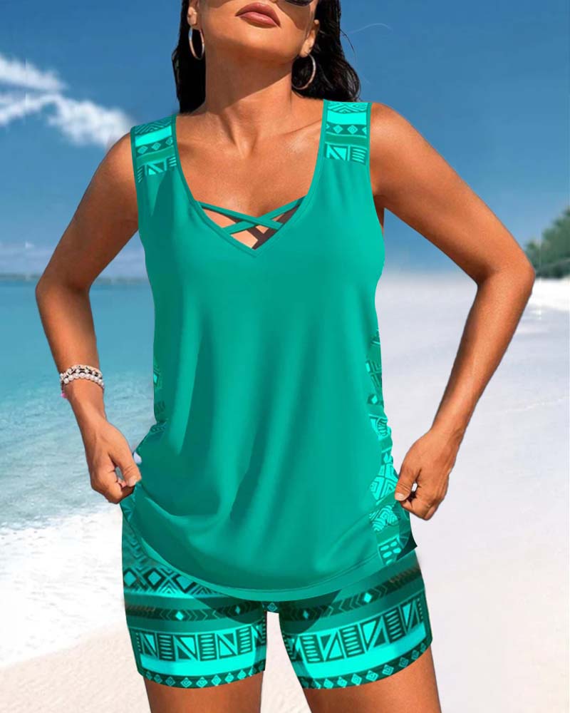Sylvia Geometric Print Tankini