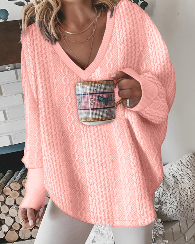 V-Neck Long Sleeve Sweatshirt