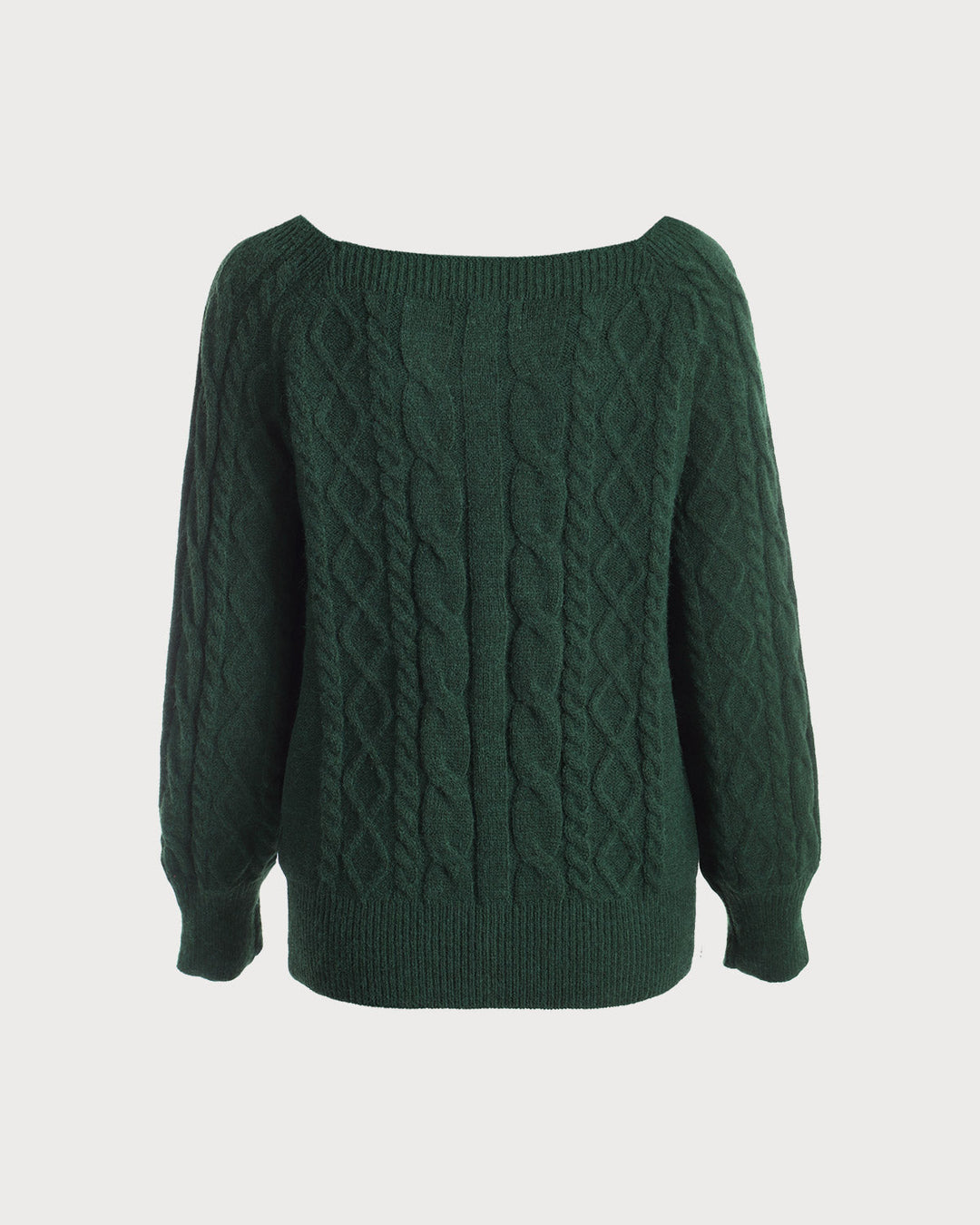 Green Romance – Rundhals-Pullover mit Zopfmuster