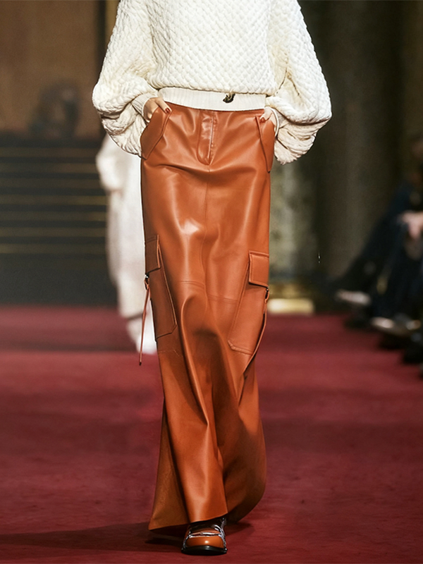 Solid Color Column Pocket Skirts