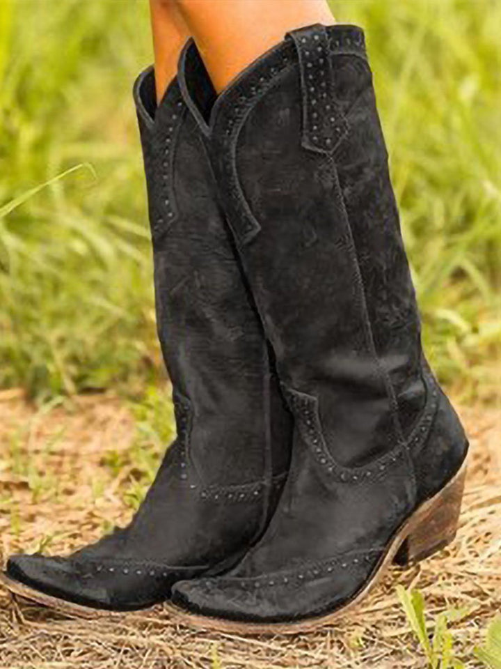 Retro Studded Western Cowboy Boots