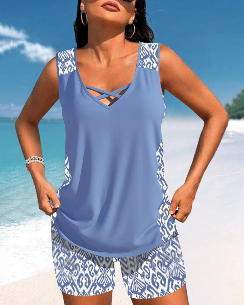 Sylvia Geometric Print Tankini