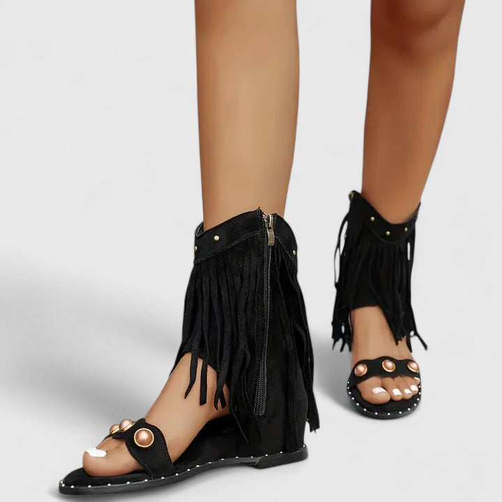 Eira - Stylish Fringe-Detail Sandals