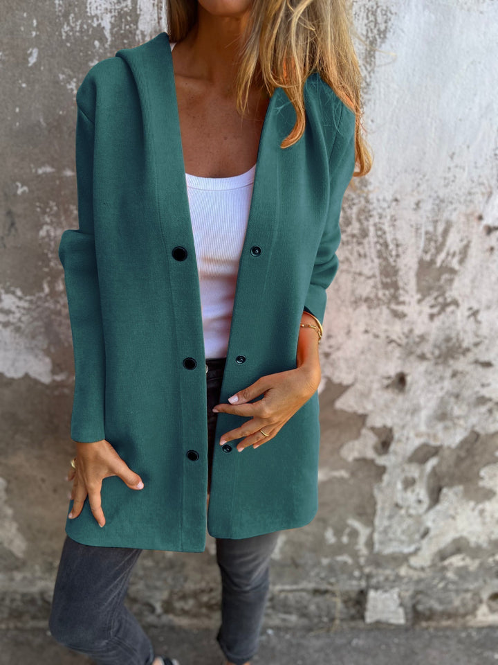 Jacqueline | Button-Detail Casual Hooded Sweatshirt
