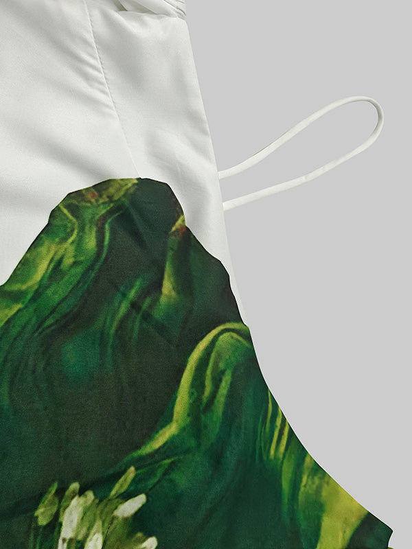 One-Shoulder A-Line Maxi Dress with Loose Fit and Floral Print