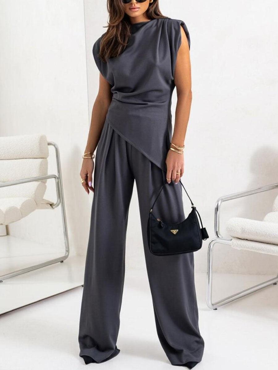 Irregular Sleeveless Casual Two-Piece Outfit