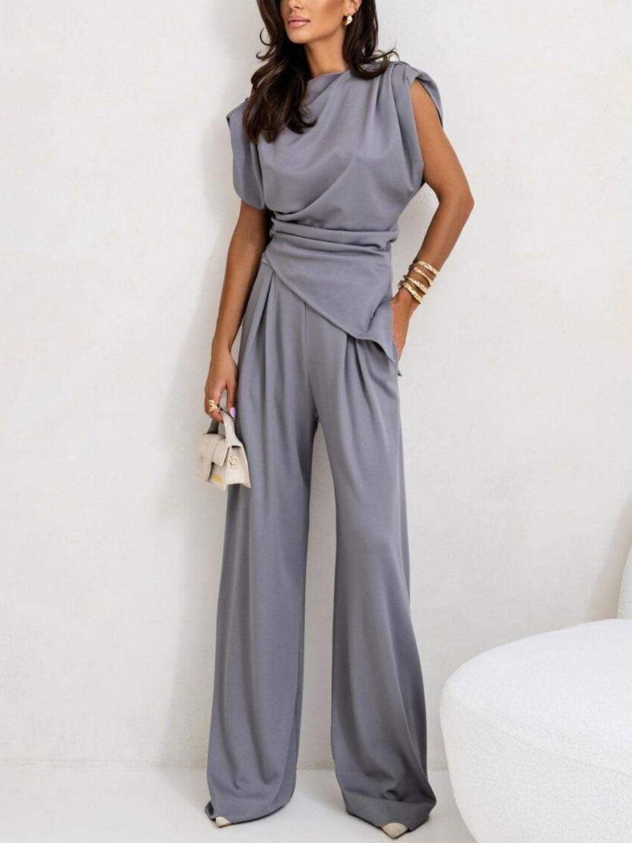 Irregular Sleeveless Casual Two-Piece Outfit