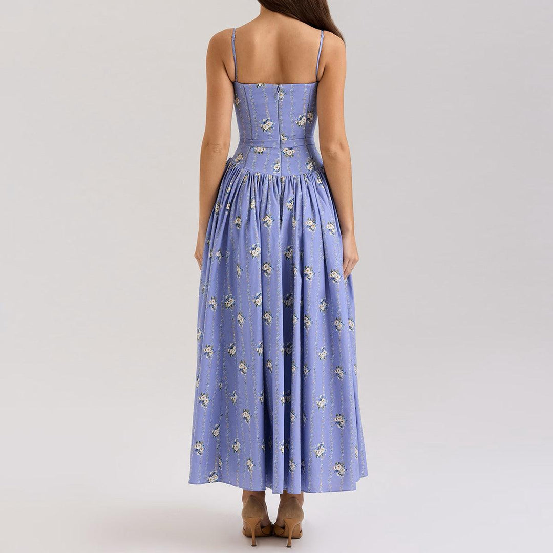 Patterned Fitted Midi Camisole Dress