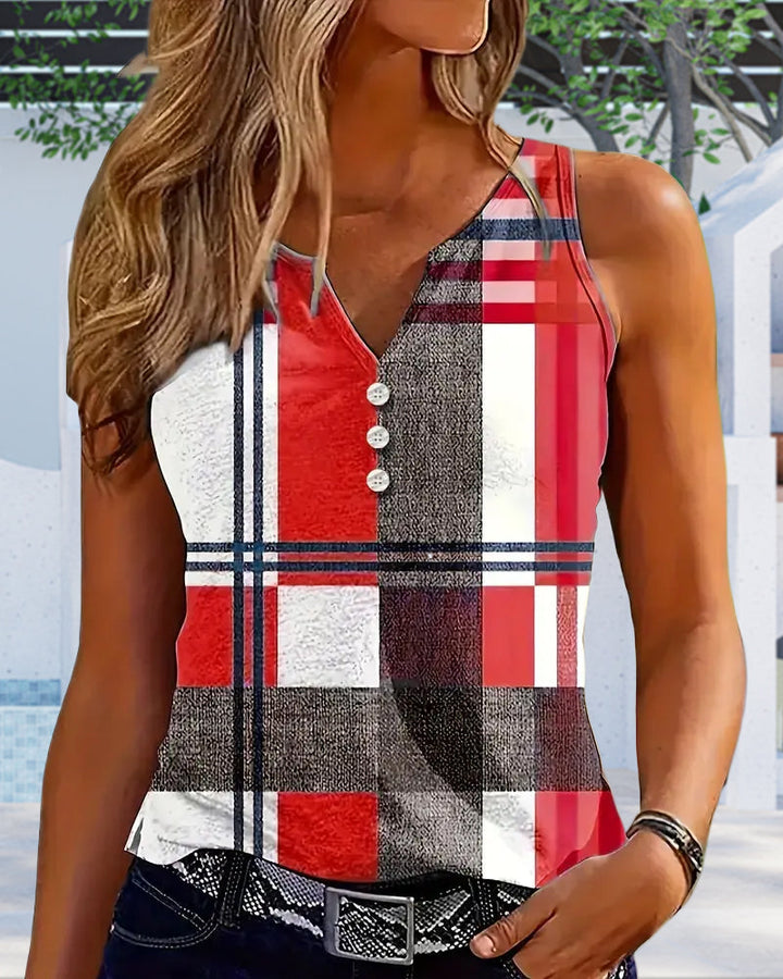 Checkered Print Sleeveless Top
