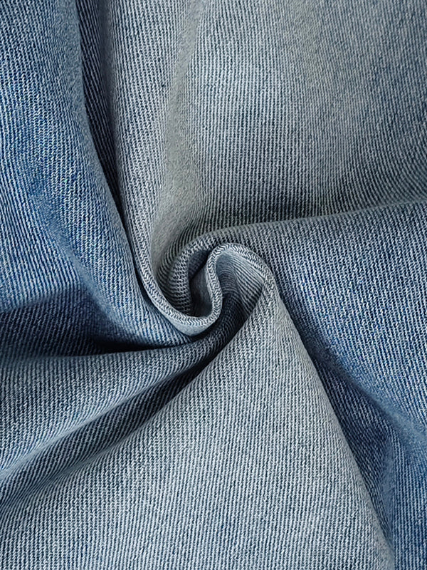 High-Waisted Wide-Leg Jeans with Contrast Color and Pockets