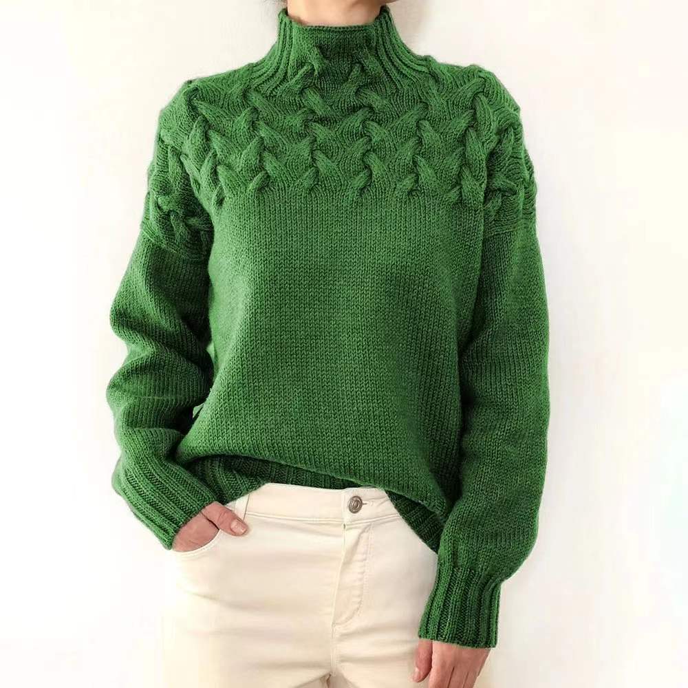 Solid Color Casual Turtleneck Sweater