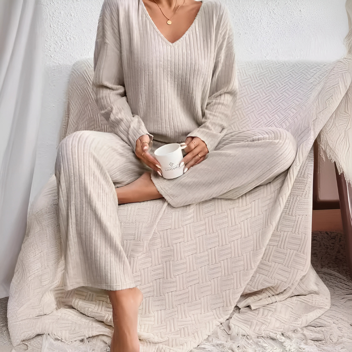 MADEL™ - Cozy Long Sleeve Drop Shoulder Top and Pants Set